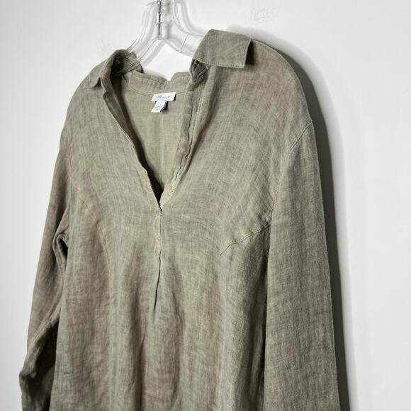 J Jill Linen Shirt Womens Medium Tunic Long Sleeve Relaxed Fit Pullover Top - Picture 6 of 13